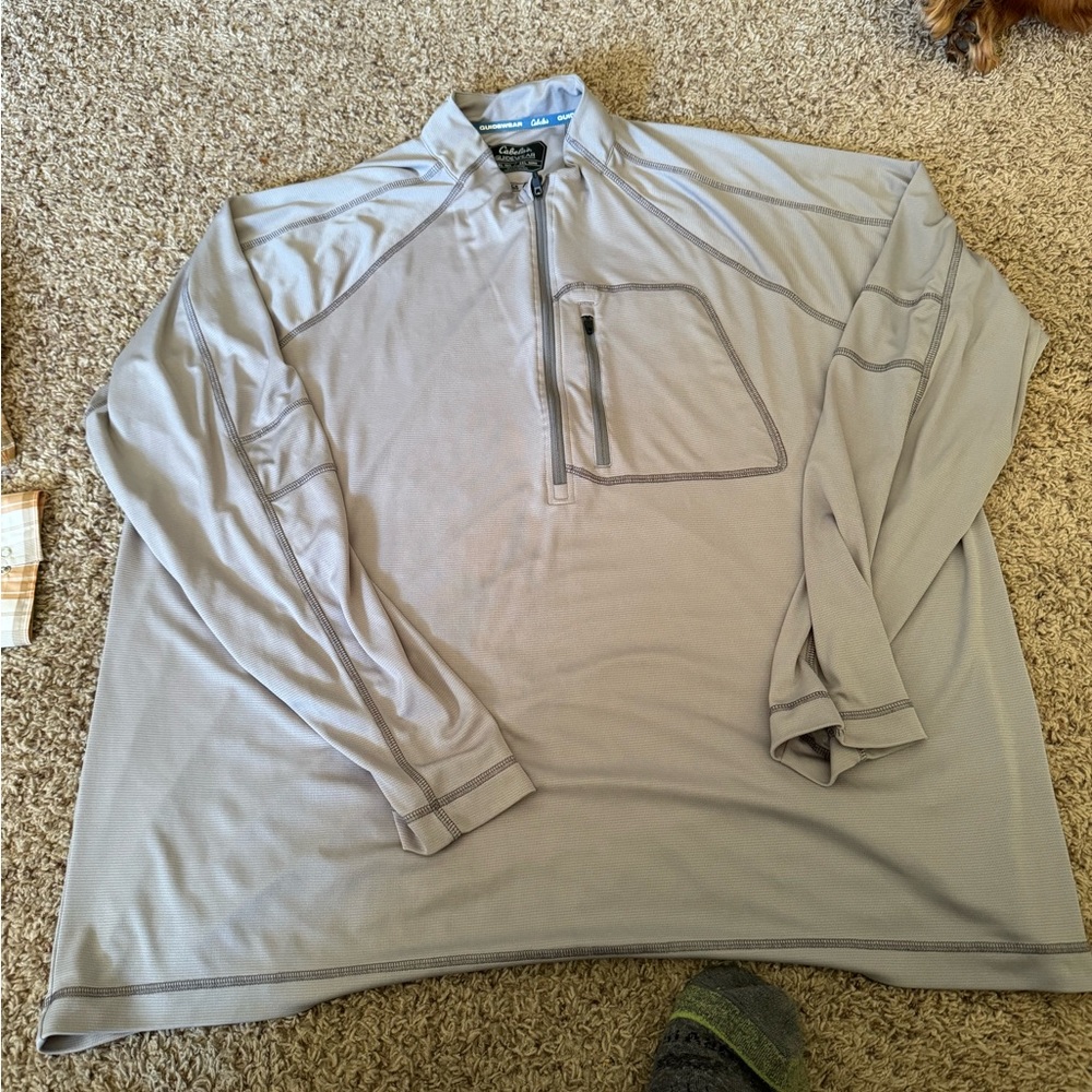 Cabelas Mens 1/4 zip moisture wicking sun shirt